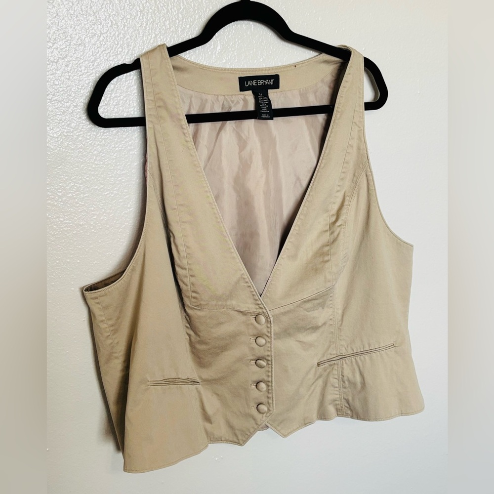Lane Bryant Beige Women's Buttoned Vest